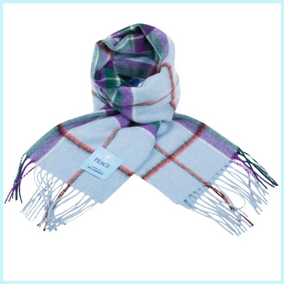 Scarf Scottish Lambswool MEANING OF WORLD PEACE TARTAN INCLUDED NWT - Picture 3 of 5